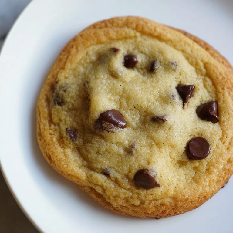 Close-up of a small batch of quick Air-Fryer Chocolate Chip Cookies, still warm and loaded with chocolate.