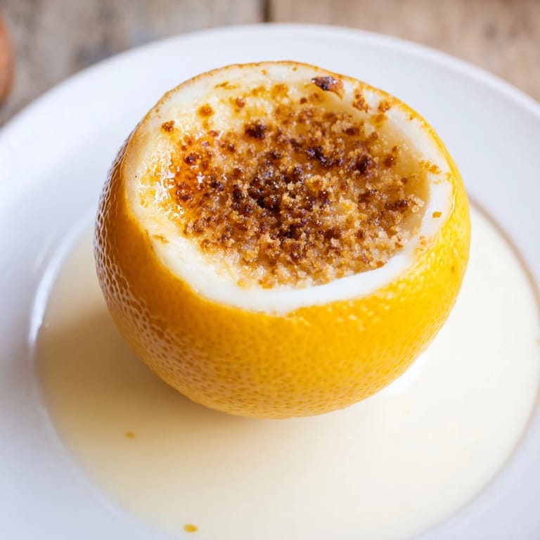 Refreshing Lemon Brûlée Posset, chilled and in lemon cups, with a perfect, crunchy brûléed top.