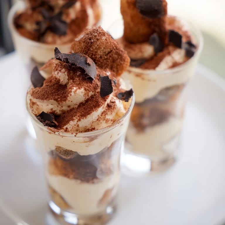 Perfectly chilled and ready to serve: delightful deconstructed Tiramisu shots with espresso flavor delight.
