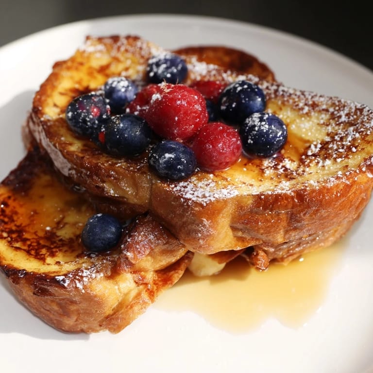 Thick slices of Ice Cream French Toast, cooked to a perfect golden brown with a creamy, custard center.