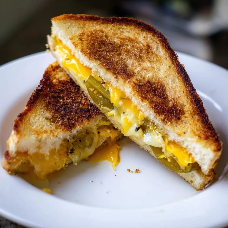 Golden, crispy bread hugging molten cheddar and zesty jalapeños, perfect for pairing with a warm bowl of tomato soup.