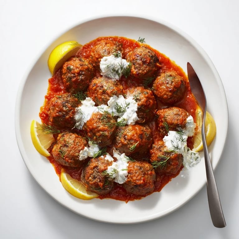 Delicious Instant Pot Greek-Style Meatballs with a rich tomato base, perfect for a cozy weeknight meal.