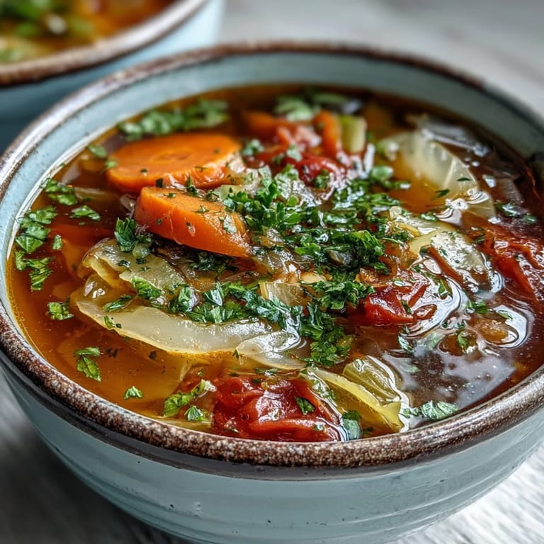 Delicious Classic Cabbage Soup, brimming with tender vegetables and comforting flavor.
