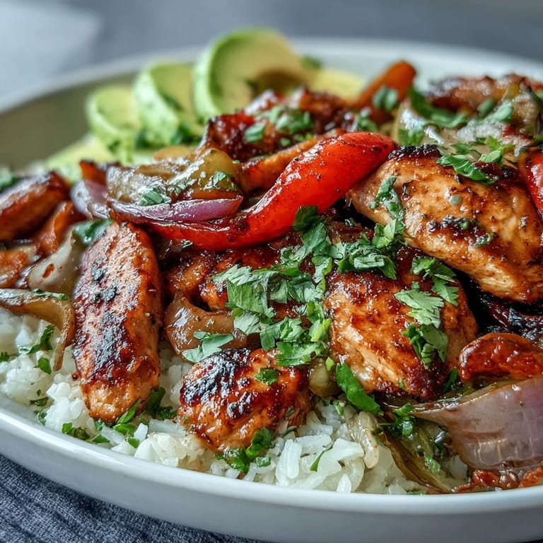 Easy sheet pan fajita bowl recipe featuring smoky seasoned chicken and caramelized vegetables, perfect for healthy weeknight dinners.  
