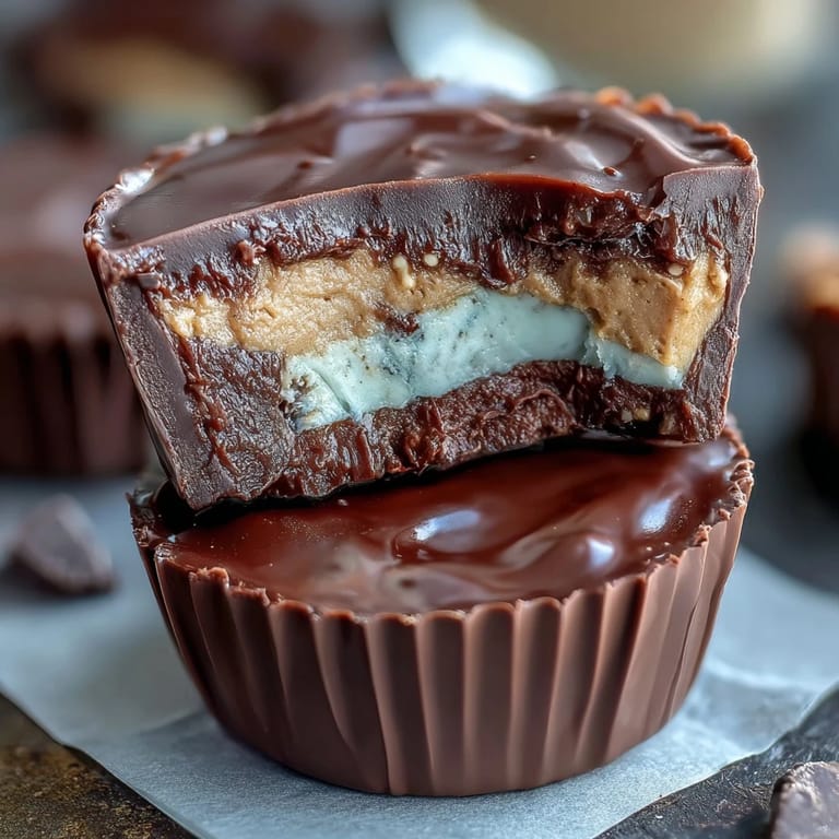 Decadent peanut butter cups with a high-protein Greek yogurt center, offering a delicious balance of sweet and tangy in every bite.