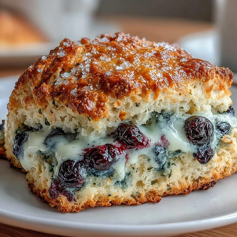 Warm, tender sourdough discard scones studded with plump blueberries, perfect for pairing with coffee or tea.