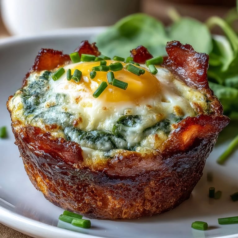Savory ham cups filled with spinach-infused eggs and melted cheddar, perfect for a quick and protein-packed morning meal.