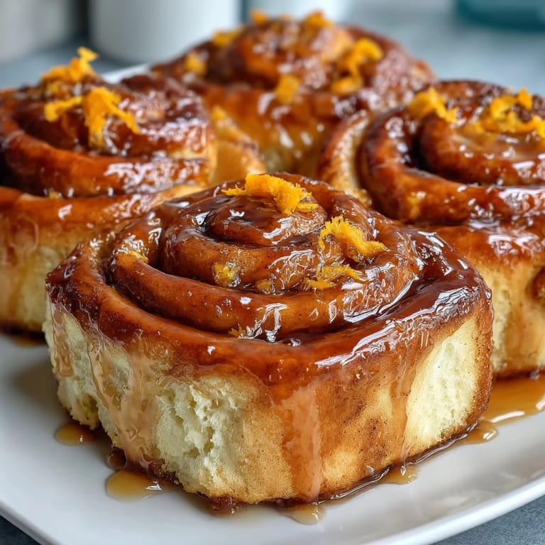 Soft orange rolls, rolled with sweet zest filling and glazed, make a delightful, easy breakfast treat.