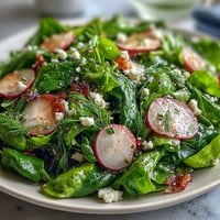 Vibrant spring salad with crisp baby greens, peppery radishes, and a zesty lemon vinaigrette—perfect for dinner parties.