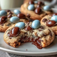 1. Soft, chewy Cadbury Mini Egg Easter Chocolate Chip Cookies bursting with colorful candy-coated chocolate eggs and gooey chocolate chips.  